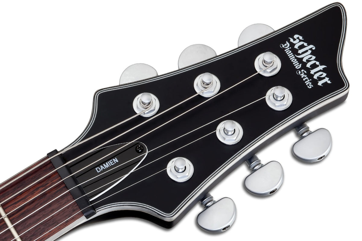 Schecter Damien Platinum 6 Electric Guitar Silver Bat Fretmarkers - Satin Black