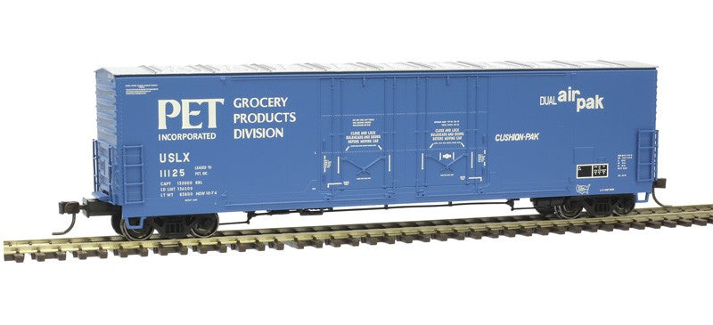 Atlas HO Scale Evans 53' Double Plug-Door Box Car PET Inc. (Blue/White) #11134