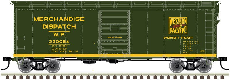 Atlas HO Scale 1937 AAR 40' Boxcar (Kit) Western Pacific #220194 (Green/Yellow)
