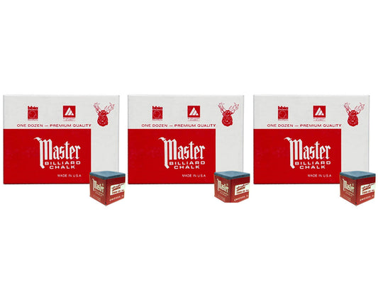 Master Billiard/Pool Cue Chalk - Sky Blue - 3 Pack/36 Pieces