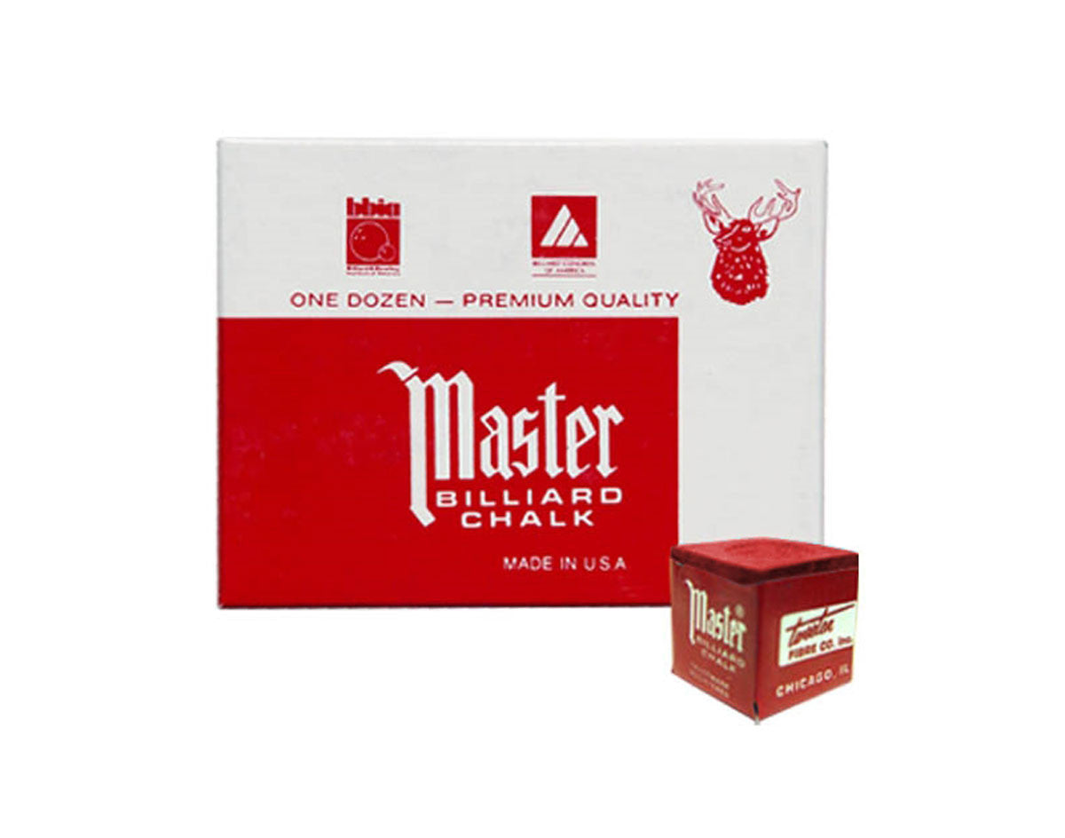 Master Billiard/Pool Cue Chalk - Red - 1 Pack/12 Pieces