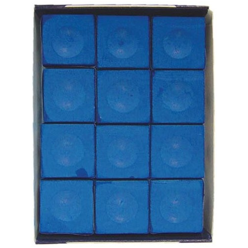 Silver Cup ELECTRIC BLUE Pool Billiard Cue Chalk (12 Pack)