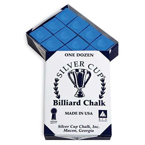 Silver Cup ELECTRIC BLUE Pool Billiard Cue Chalk (12 Pack)