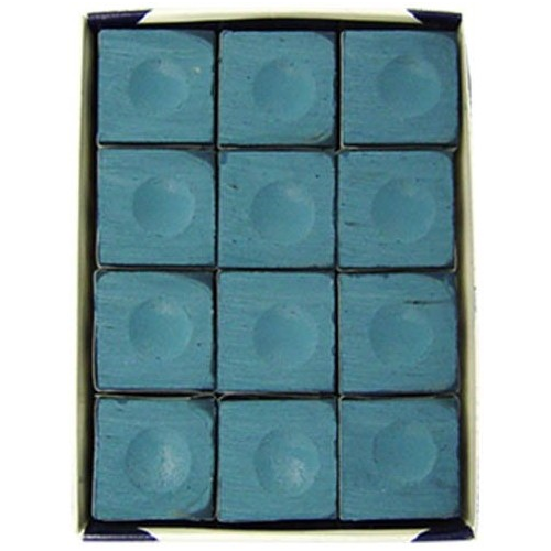 Silver Cup BLUE Pool Billiard Cue Stick Chalk (12 Pack)