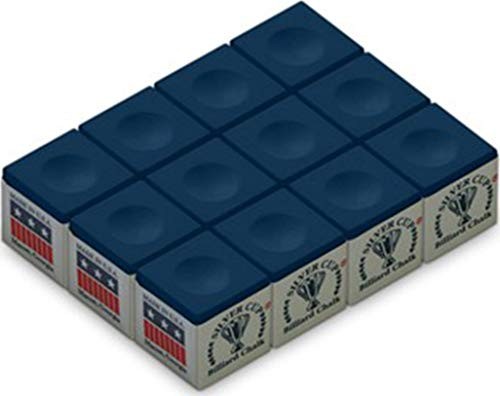 Silver Cup BLUE Pool Billiard Cue Stick Chalk (12 Pack)