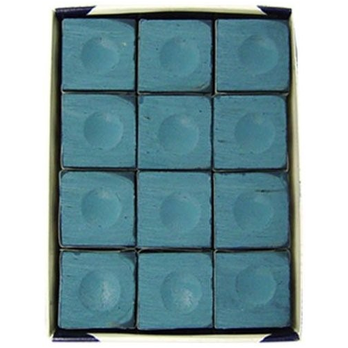 Silver Cup BLUE Pool Billiard Cue Stick Chalk (12 Pack)