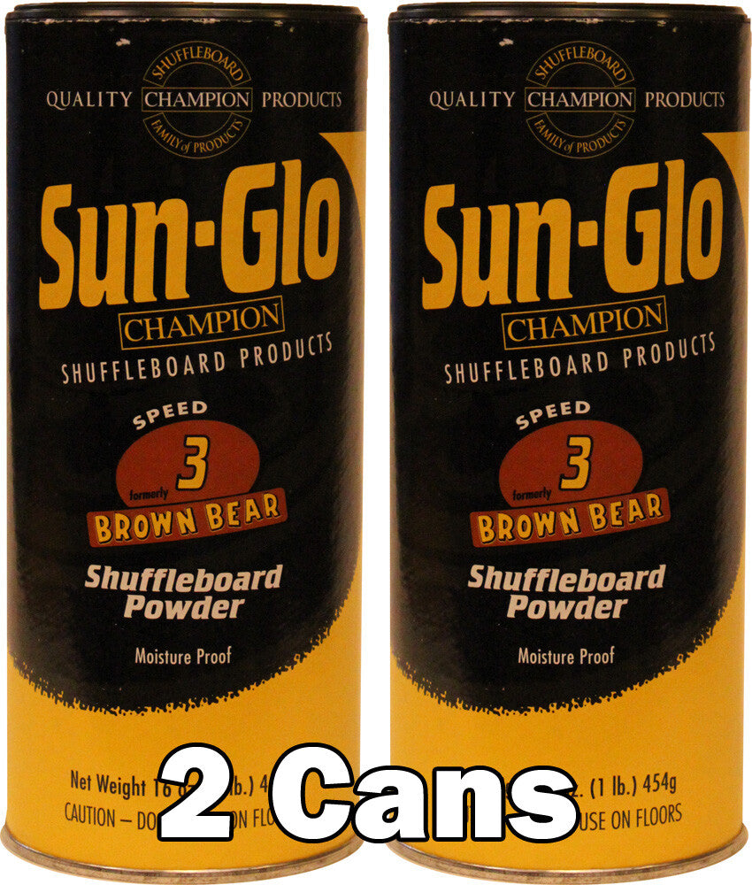 Sun-Glo Speed #3 (Brown Bear) Shuffleboard Powder Wax ? Medium-Fast Speed   for Optimal Control & Precision ? 16 oz Shaker Can (Pack of 2)