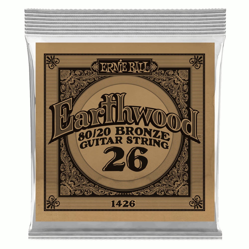 Ernie Ball P01426 .026 6 PACK! Earthwood 80/20 Bronze Acoustic Guitar String