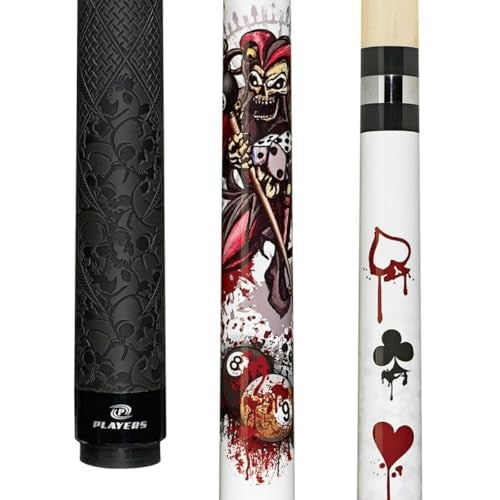 Players 58" 2-Piece North American Hard Maple Billiard Pool Cue Stick, White, 21oz