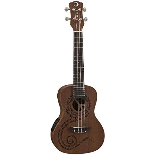 Luna UKEMALUEL Maluhia Peace Mahogany Acoustic-Electric Concert Ukulele Satin Natural with Graphic