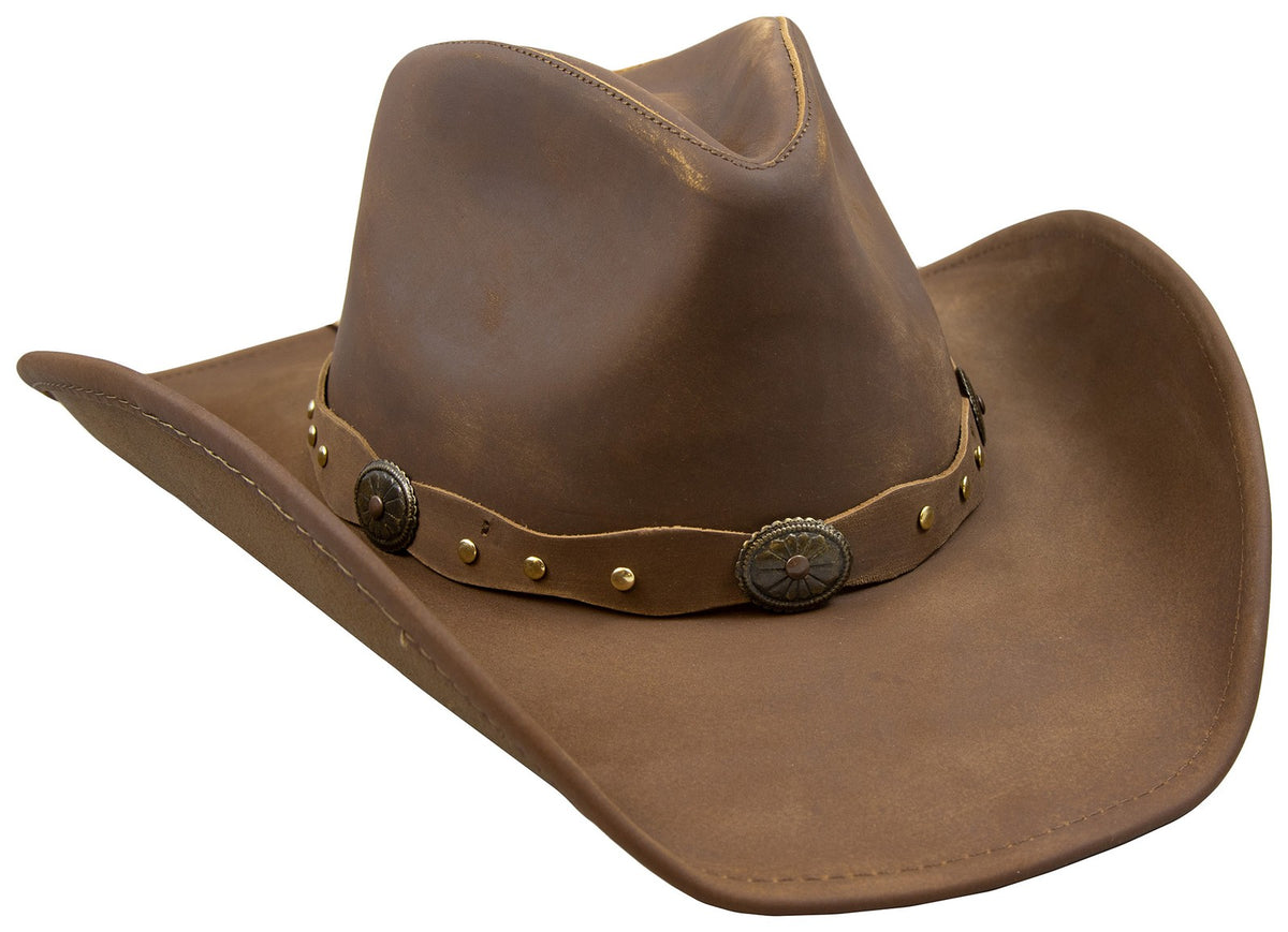 Stetson Roxbury Shapeable Leather Cowboy Western Hat, Mocha, Medium
