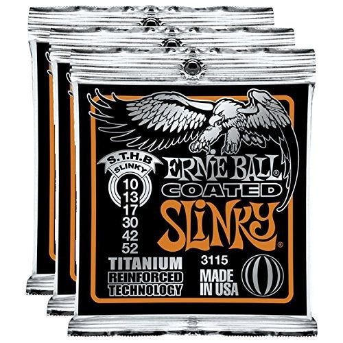 3 Sets of Ernie Ball 3115 Coated Heavy Top Skinny Bottom Electric Guitar Strings