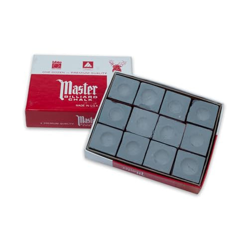 Master Billiard/Pool Cue Chalk - Charcoal/Dark Gray - 1 Pack/12 Pieces
