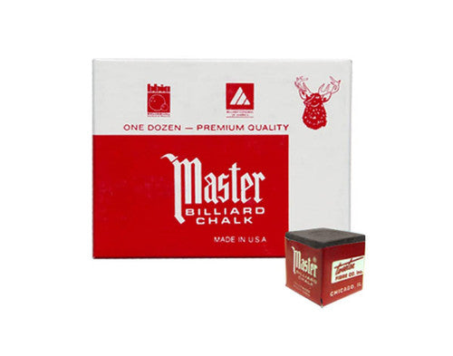 Master Billiard/Pool Cue Chalk - Charcoal/Dark Gray - 1 Pack/12 Pieces