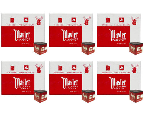 Master Billiard/Pool Cue Chalk - Charcoal/Dark Gray  - 6 Pack/72 Pieces