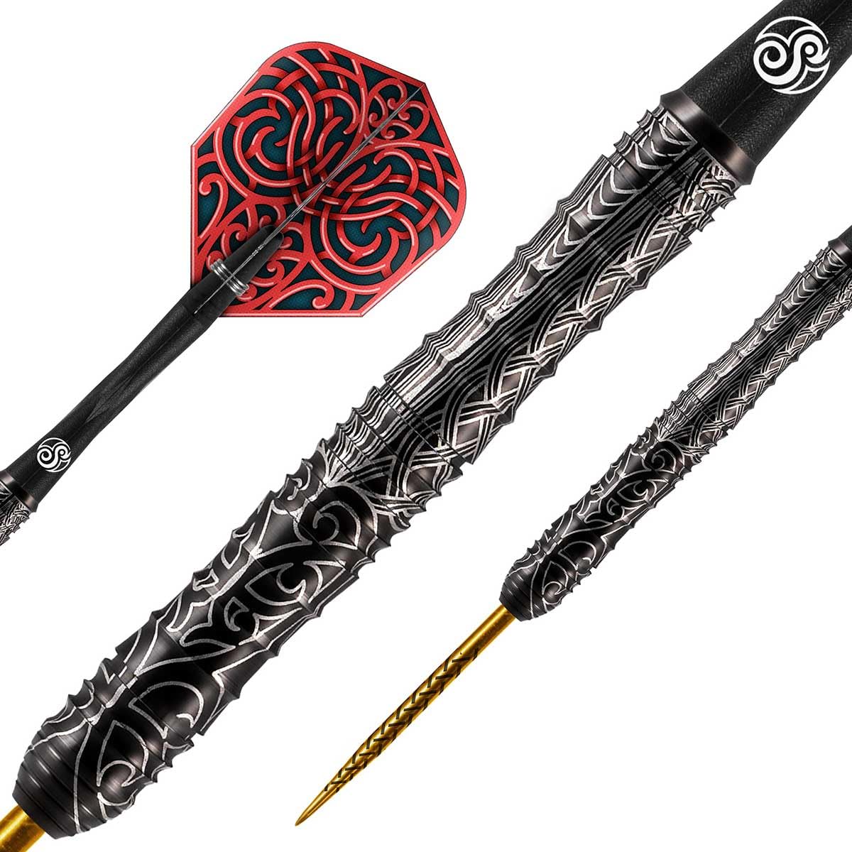 Shot! Darts Warrior Kapene Steel Tip Dart Set (22g/23g/24g/25g) | 90%   Tungsten Barrels | Center Balanced for Maximum Aerodynamics | Handcrafted Pro   Darts with Flights | Metal Tip | Made in New Zealand