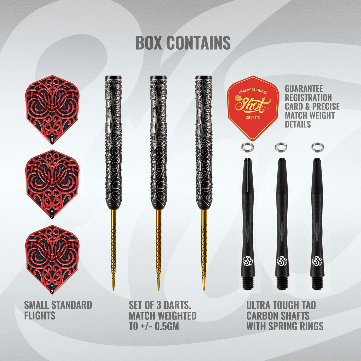 Shot! Darts Warrior Kapene Steel Tip Dart Set (22g/23g/24g/25g) | 90%   Tungsten Barrels | Center Balanced for Maximum Aerodynamics | Handcrafted Pro   Darts with Flights | Metal Tip | Made in New Zealand