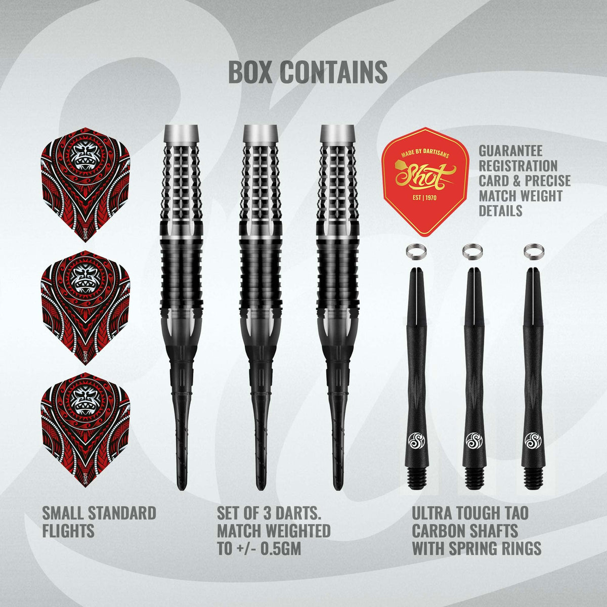 Shot Darts Soft Tip, Tribal Weapon Savage (18g/20g), 90% Tungsten   Barrels, Front Weighted with Precision Grips | Professional Soft Tip Darts   Set for Electronic Dartboard | Made in New Zealand