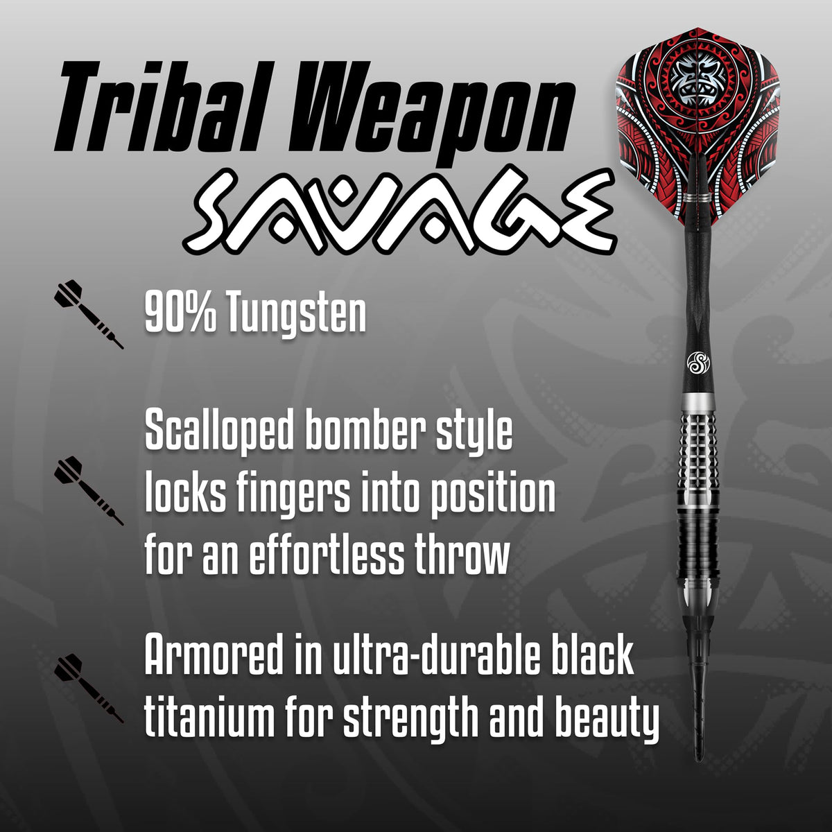 Shot Darts Soft Tip, Tribal Weapon Savage (18g/20g), 90% Tungsten   Barrels, Front Weighted with Precision Grips | Professional Soft Tip Darts   Set for Electronic Dartboard | Made in New Zealand
