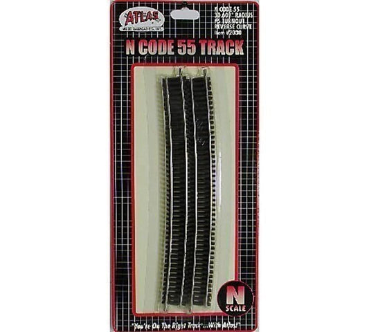 N Code 55 Nickel Silver 30.609" Radius Full Section Track (6) Atlas Trains
