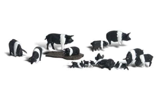 Set of figures 'Hampshire pigs', Woodland Scenics A1864, H0