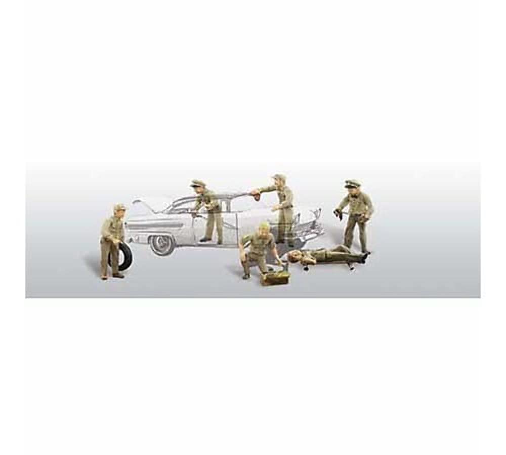 Service Station Attendants w/Accessories (6) HO Scale Woodland Scenics