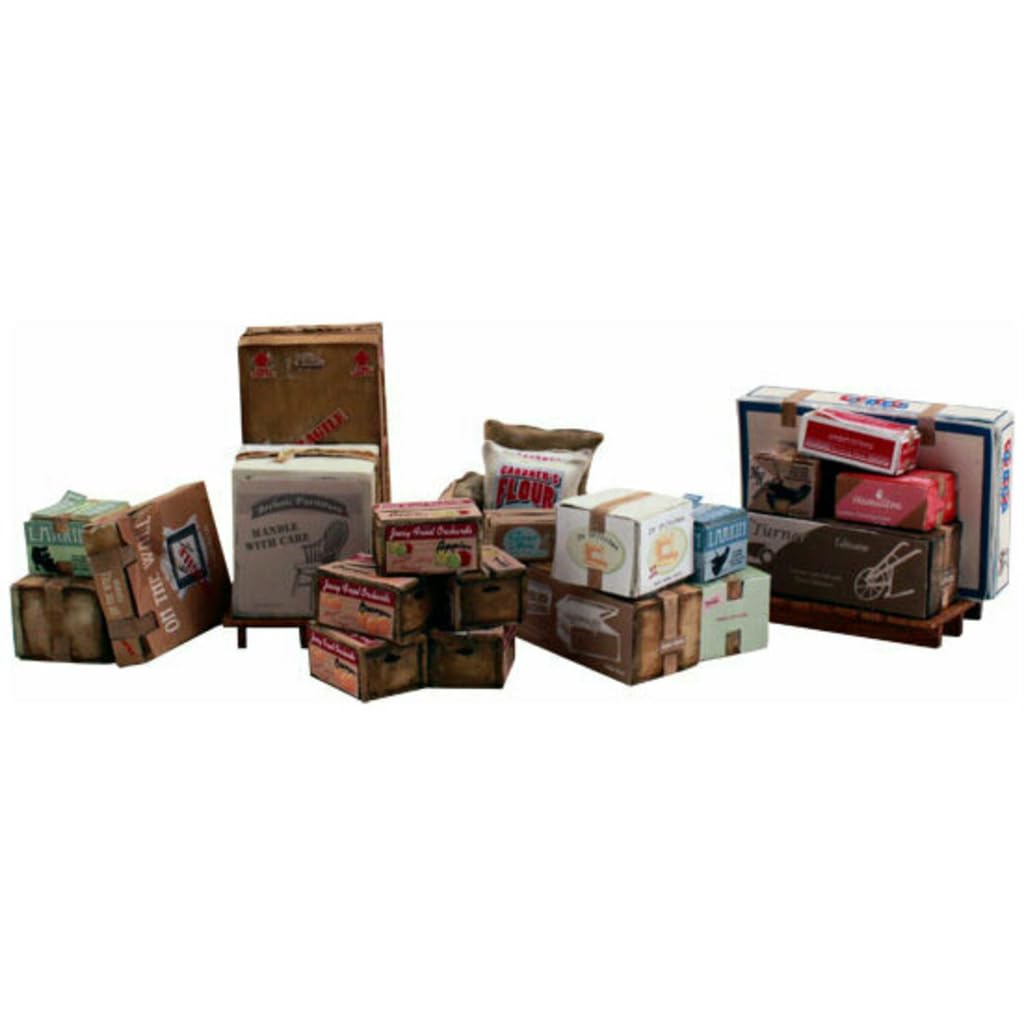 Scenic Accents Miscellaneous Packaged Freight (Boxes, Crates, Sacks Total 6 diff.) HO Scale Woodland Scenics