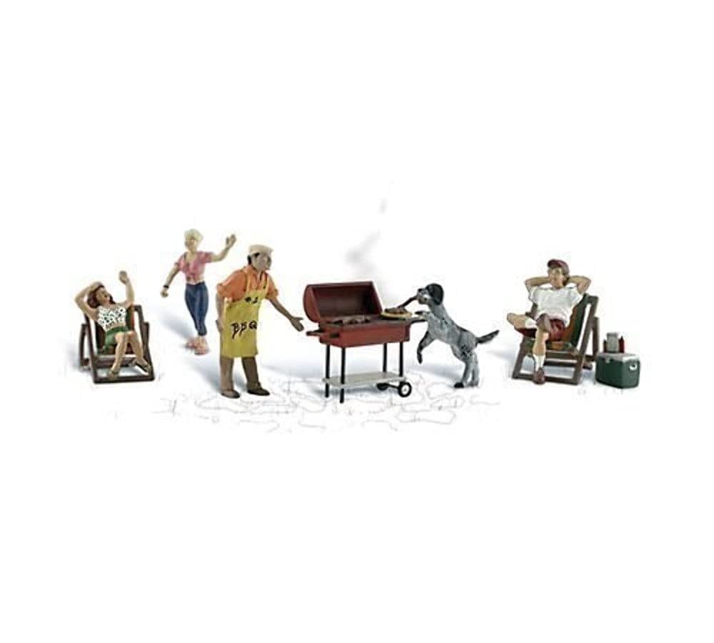N Scenic Accents Backyard Barbeque (4 Figures, 2 Chairs, Grill, Cooler & Dog) Woodland Scenics