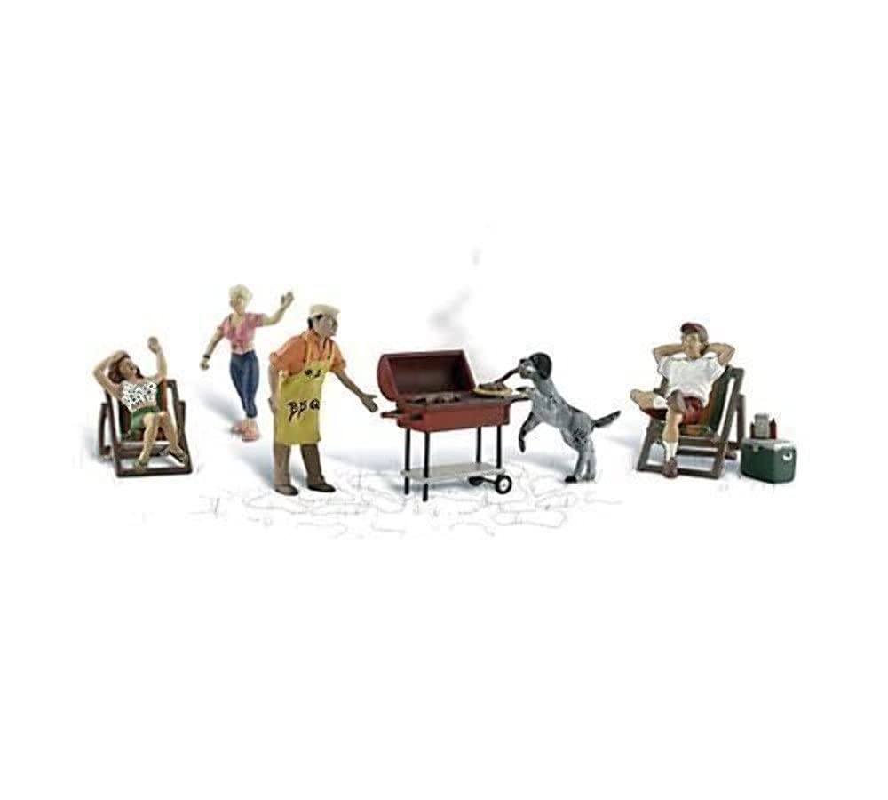 N Scenic Accents Backyard Barbeque (4 Figures, 2 Chairs, Grill, Cooler & Dog) Woodland Scenics