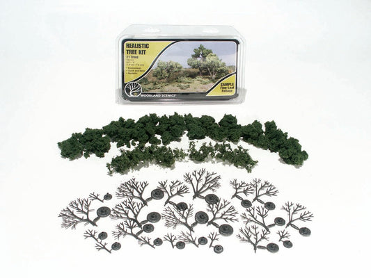 Woodland Scenics Realistic Trees Kits Medium Green Deciduous 3/4" to 3" 21-Pk
