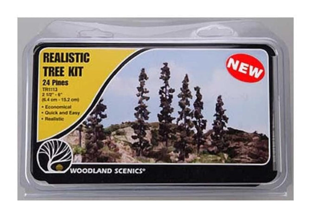 Woodland Scenics WS TR1113 2.5-6 in. Forest Green Pines 24-Kit
