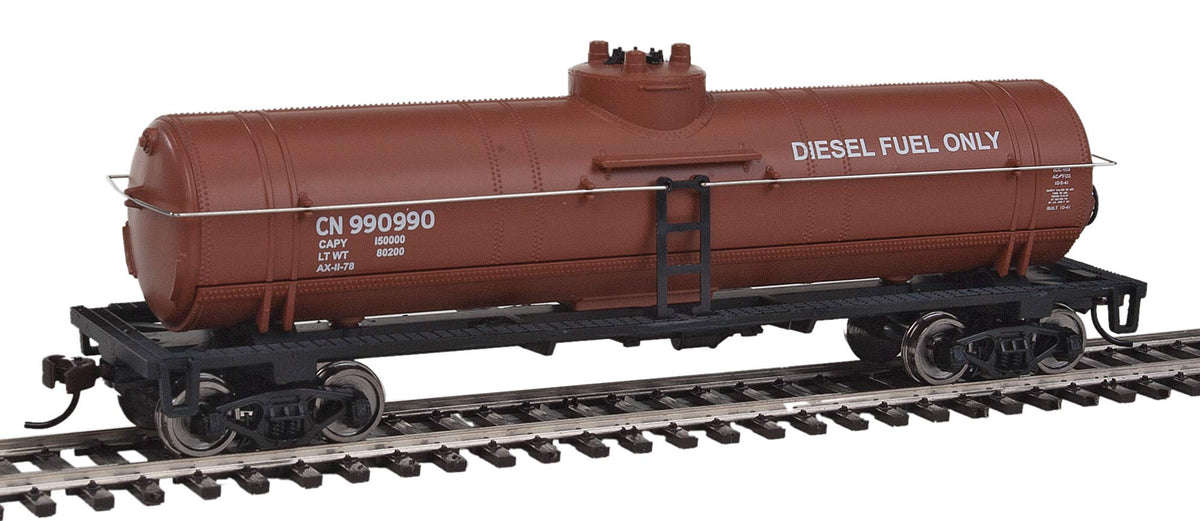Walthers Trainline Tank Car-Ready to Run-Canadian National (Boxcar Red, Diesel Fuel Service) 931-1445 HO Scale Model Railroad - Freight Model