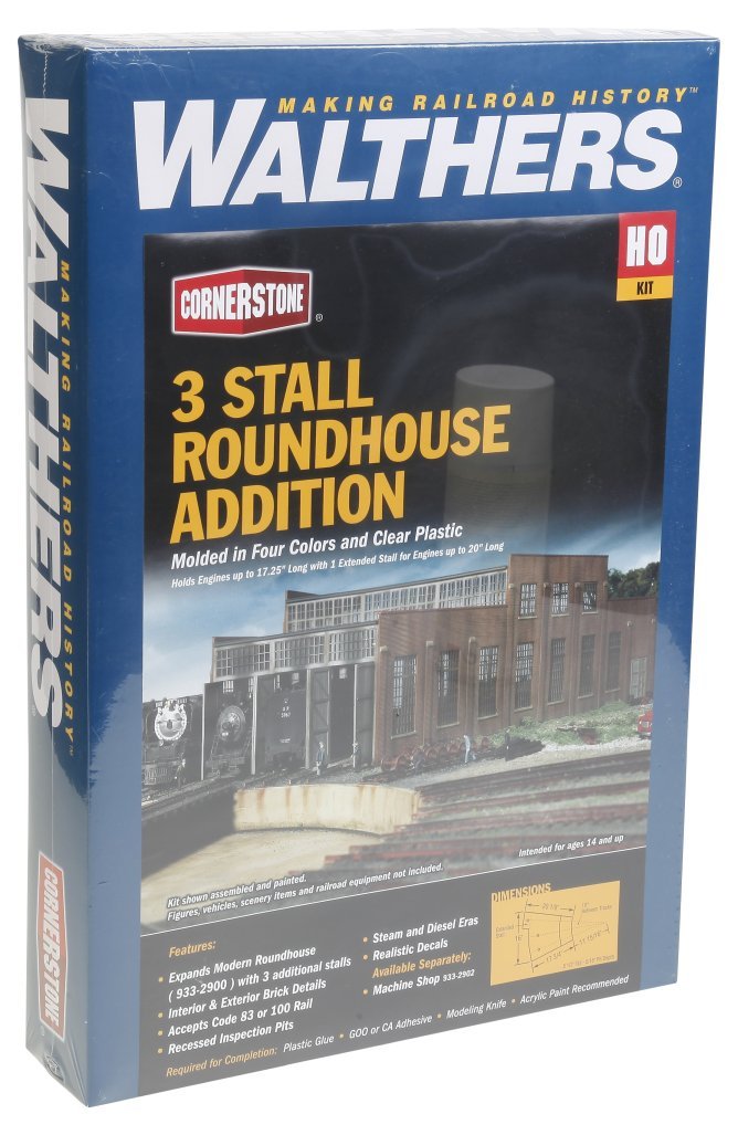 Walthers Cornerstone Series Kit HO Scale Modern Roundhouse Add-On Stalls