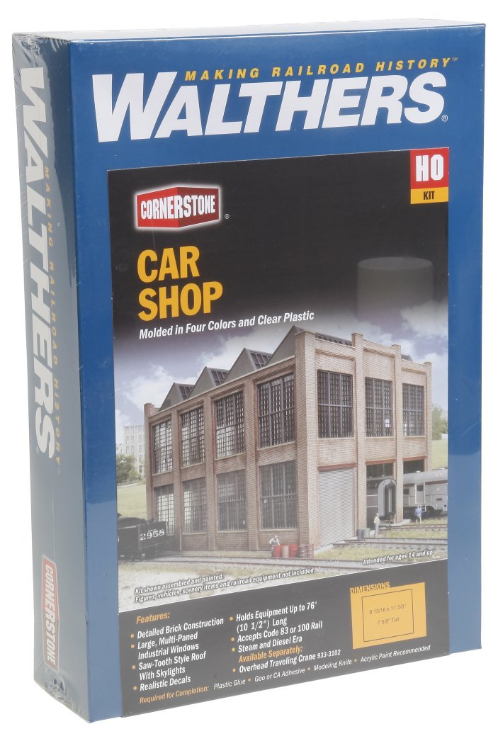 Walthers Cornerstone Car Shop 933-3040 HO Scale Model Railroad - Structure Kit