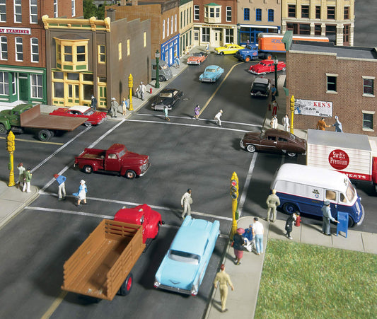 Walthers Cornerstone Asphalt Street System-Straight Sections pkg(10) with Accessories 933-3195 HO Scale Model Railroad - Scenery Kit