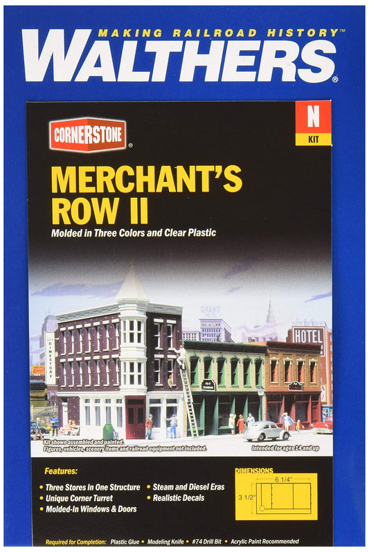 Walthers Cornerstone Merchant's Row II 933-3224 N Scale Model Railroad - Structure Kit