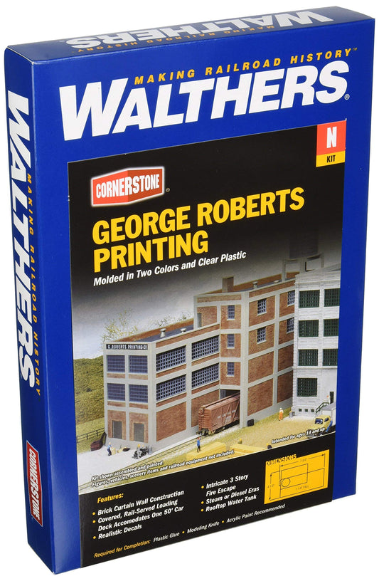 Walthers Cornerstone George Roberts Printing, Inc. 933-3231 N Scale Model Railroad - Structure Kit