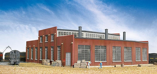 Cornerstone Series® N Scale Modern 3-Stall Roundhouse 10-13/16 x 3-15/16" 27.4 x 10cm; Stall Width at Rear 3-3/16" 8.096cm