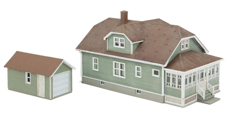Walthers Cornerstone Updated American Bungalow with Single-Car Garage 933-3791 HO Scale Model Railroad - Structure Kit