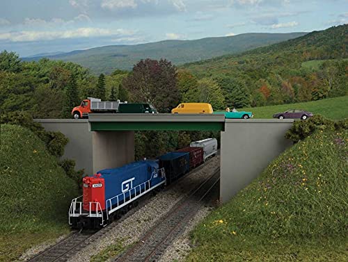 Walthers Cornerstone HO Scale Modern Steel Highway Overpass with Concrete Sides - Kit - 12-15/16 x 6-1/4