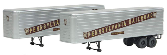 35' Fluted-Side Trailer 2-Pack - Assembled -- Pennsylvania Railroad (silver, Tuscan)