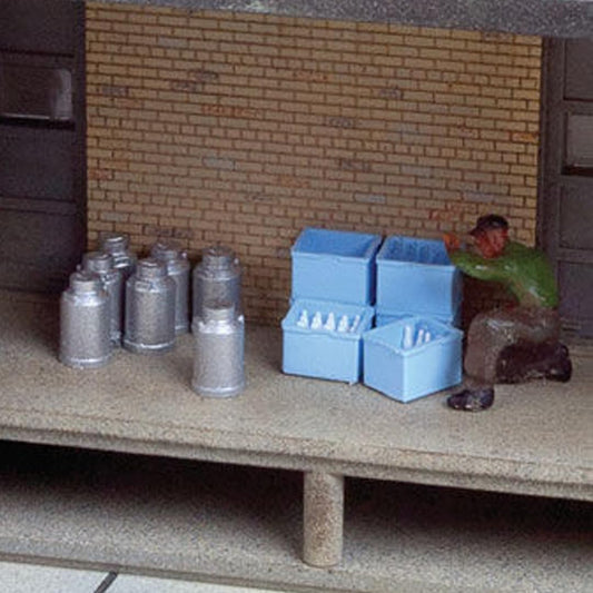 Walthers SceneMaster HO Scale Milk Cans, Bottles & Cases (Loading Dock Details)