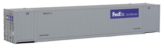 Walthers SceneMaster 53' Singamas Corrugated-Side Container-Ready to Run-FedEx MultiModal (Gray, Purple) 949-8504 HO Scale Model Railroad - Freight Model