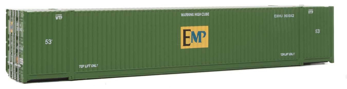 Walthers SceneMaster 8530 53' Singamas Corrugated-Side Container - EMP (Green, Blue, Yellow)