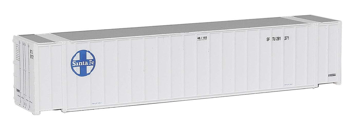 Walthers SceneMaster N Scale Model of Santa Fe (White, Blue) 48' Ribbed Side Container