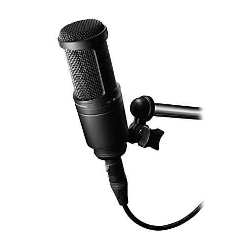 Audio-Technica AT2020 Cardioid Condenser Studio XLR Microphone, Ideal for Project/Home Studio Applications, Black