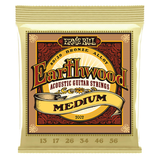 Ernie Ball Earthwood Medium 80/20 Bronze Acoustic Guitar Strings, 13-56 Gauge (P02002)'-Single Pack