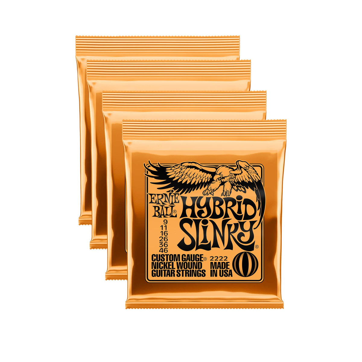 Ernie Ball Hybrid Slinky Electric Guitar Strings, Lot Of 4, Gauges 9-46, P02222