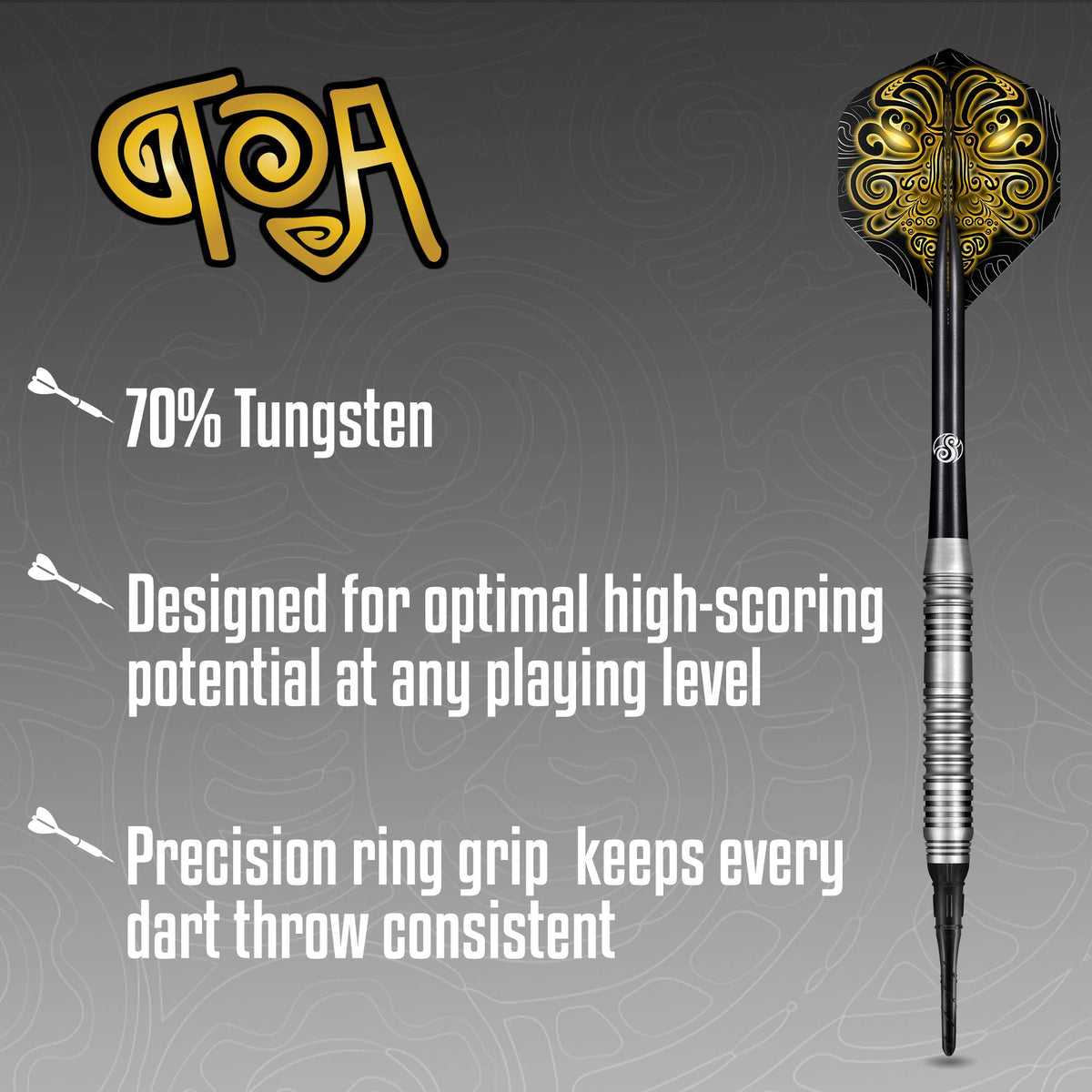 Shot! Darts Soft Tip TOA, 70% Tungsten Barrels, Center Weighted, Pro   Throwing Darts for Maximum Aerodynamics Handcrafted Professional Dart Set and   Flights Made in New Zealand, Plastic Tip Bar Darts