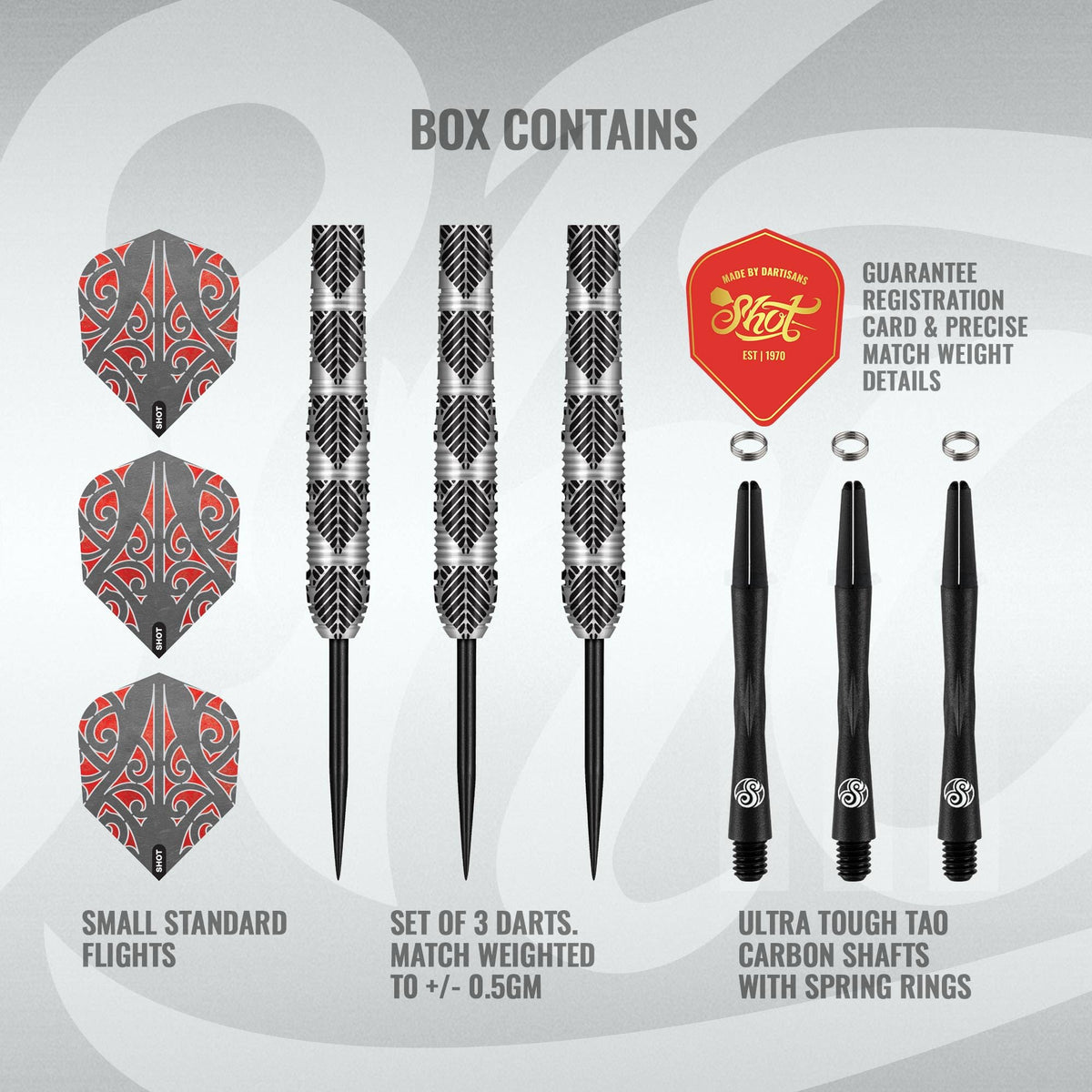 Shot! Darts Warrior Awe 90% Tungsten Steel tip Barrels, Balanced for   Maximum Aerodynamics Handcrafted Professional Dart Set and Flights Made in   New Zealand, Metal Tip Bar Darts